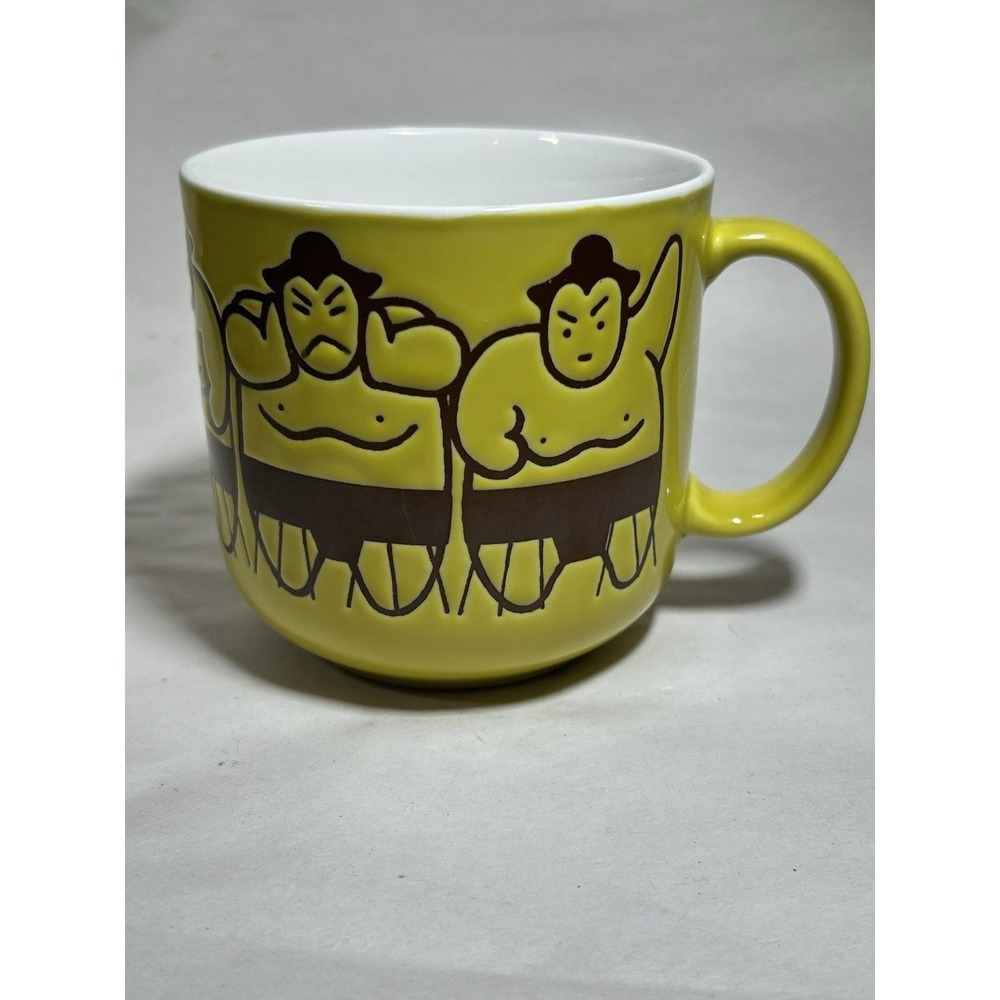 Kato Kogei Sumo Wrestlers Coffee Mug 3.75" Made In Japan  Collectible